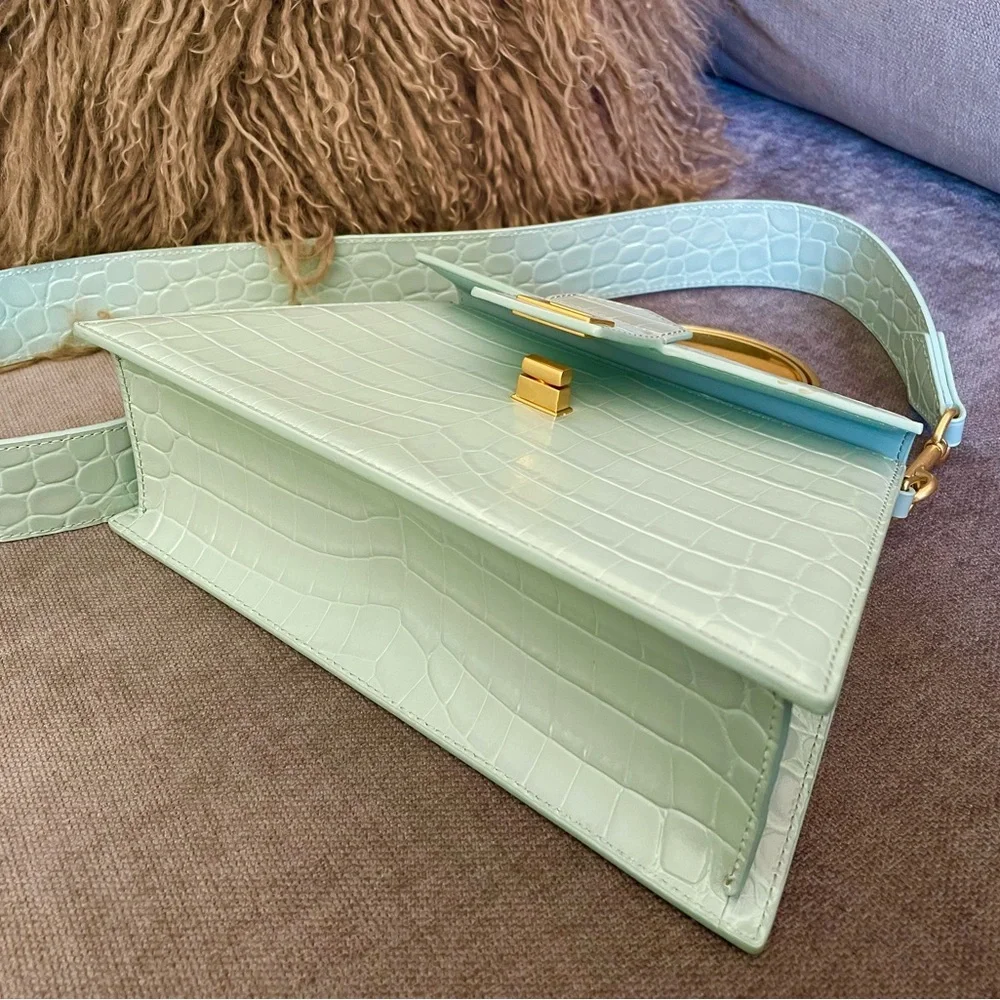 Apede Mod Mint Green Croc-Embossed Satchel - Picture 5 of 10